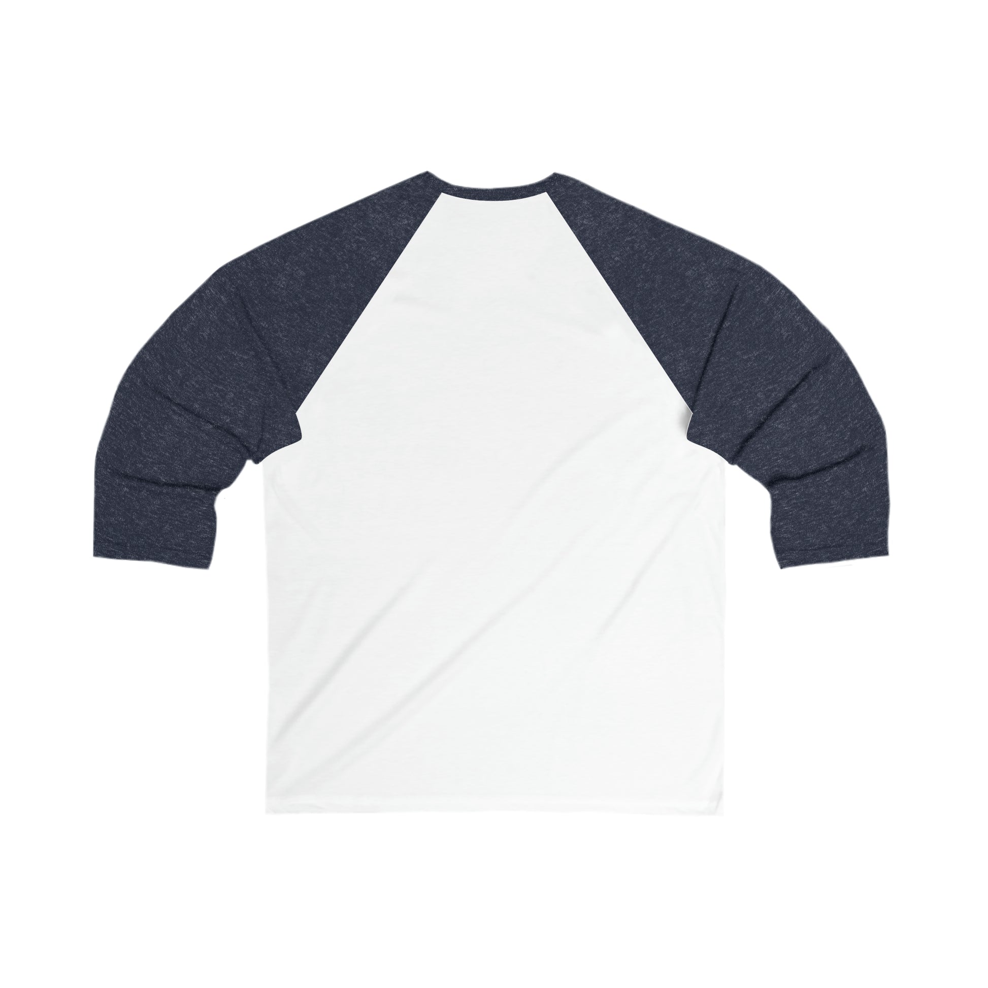 A Printify Unisex 3\4 Sleeve Logo Baseball Tee with a white torso and dark grey sleeves, featuring a Toronto Cabbagetown logo, displayed flat on a white background.