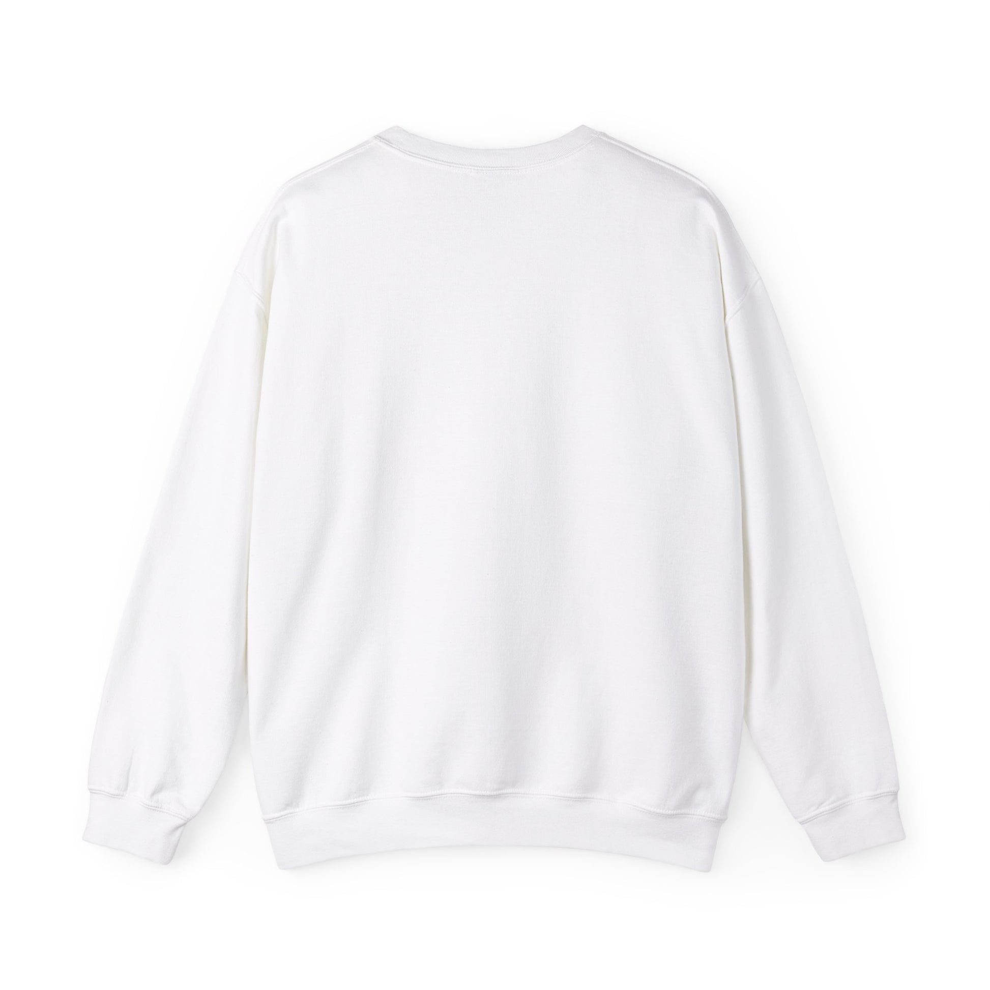 Plain white Unisex Heavy Blend™ Crewneck Signature Logo Sweatshirt by Printify displayed on a white background, featuring a Cabbagetown, Toronto label in the back view. The sweatshirt is long-sleeved.