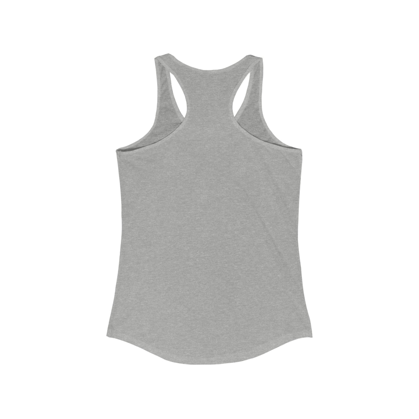 Gray Women's Logo Racerback Tank by Printify on a white background, perfect for a casual day in Cabbagetown, Toronto.