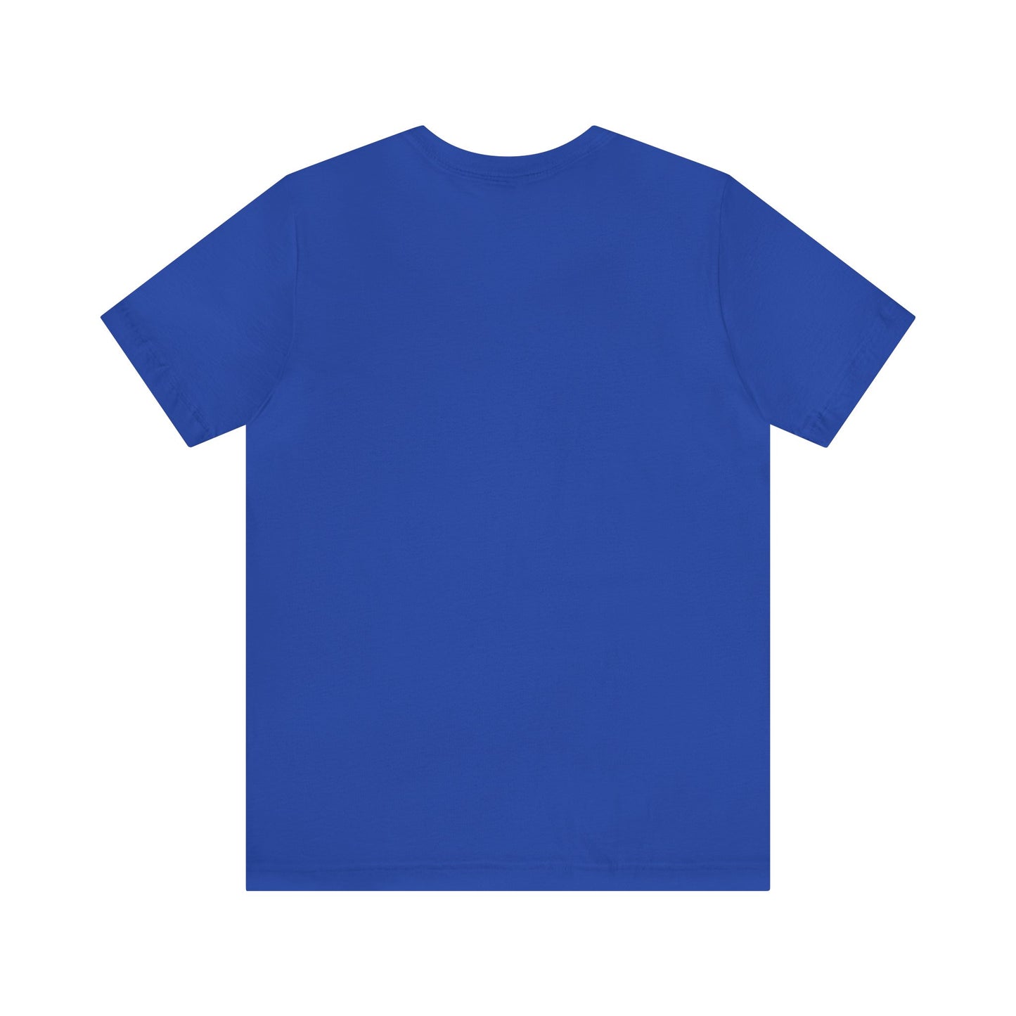 A plain royal blue Unisex Jersey Short Sleeve Monochrome Logo Tee with a crew neckline, featuring a subtle "Toronto" inscription, displayed flat against a white background by Printify.