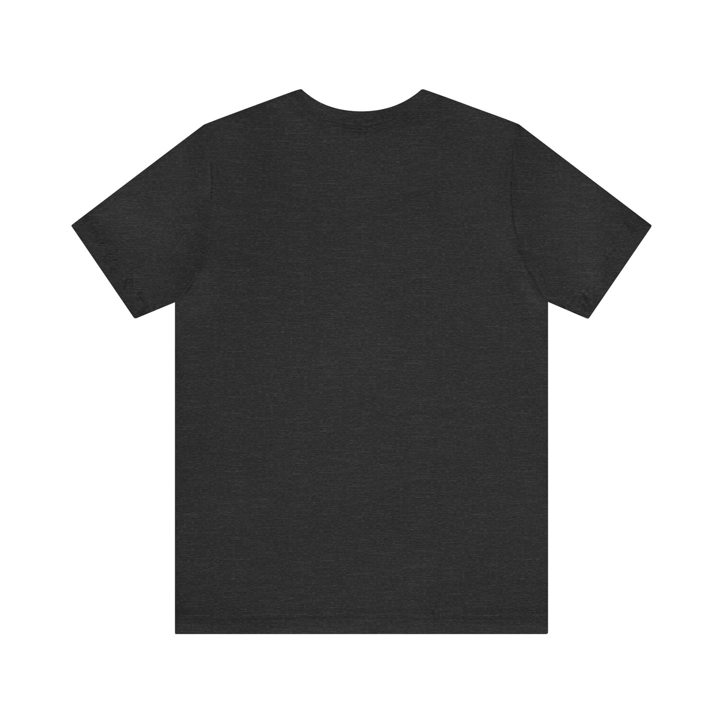 A Printify Unisex Jersey Short Sleeve Tee in plain dark gray, displayed on a white background, viewed from the back, featuring a subtle "Cabbagetown" print.